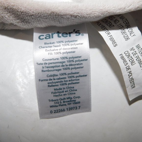 Carter's Gray White Zebra Safari Animal Print Security Blanket Baby nunu lovey - Picture 6 of 6